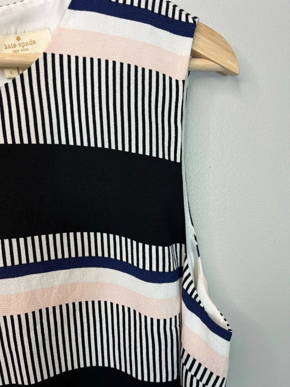 Kate Spade Striped Sleeveless Top in Black, Pink, Navy Women’s Large